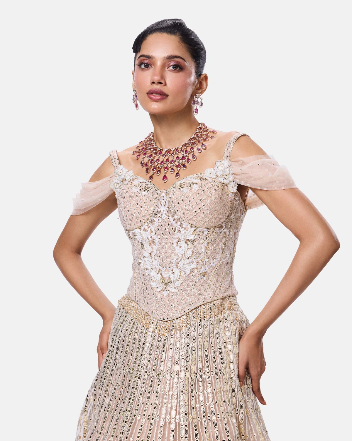 Ivory Celeste Lehenga