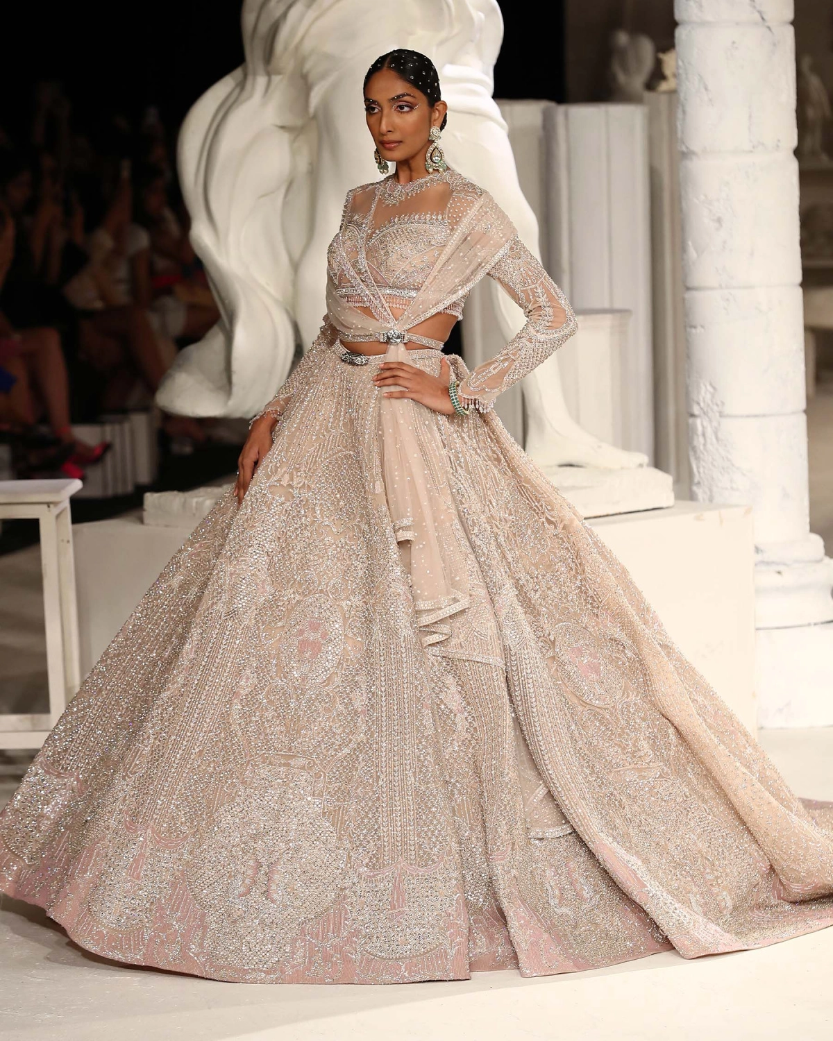 Kayla Lehenga Set Light Pink Silver Architectural Motifs