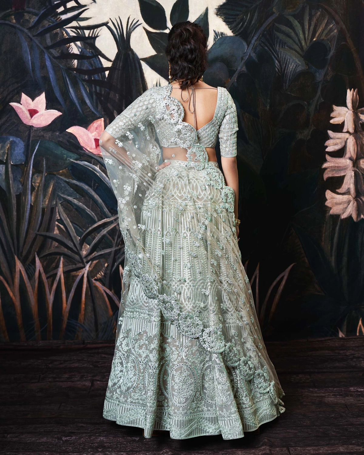 Lana Light Brown-based, Tulle Lehenga Set