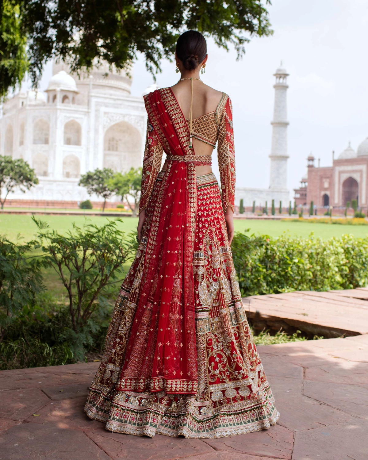 Zelie Red Lehenga Set Replete With Multicolored Threadwork