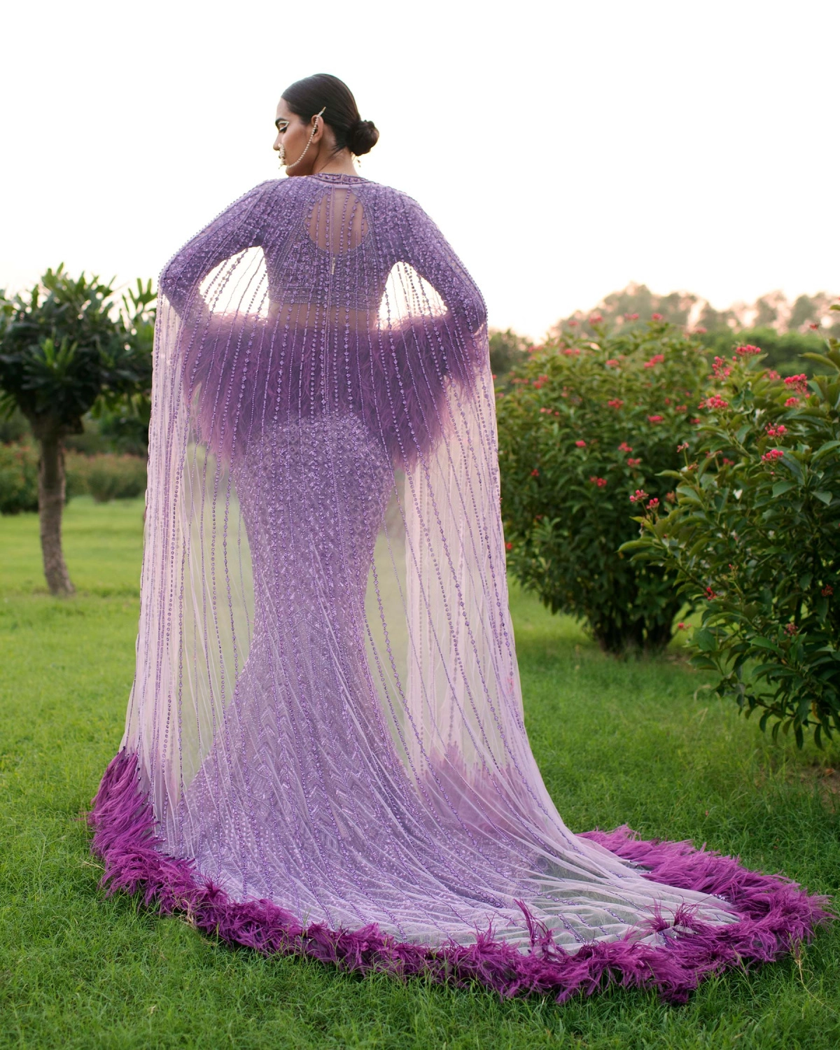 Violette Mauve-based, Purple, Fitted, Trail Lehenga Set