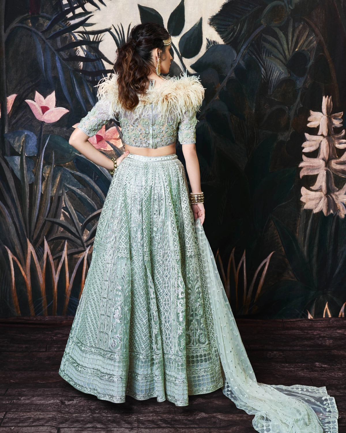 Margot Light Grey, Tulle Lehenga Set