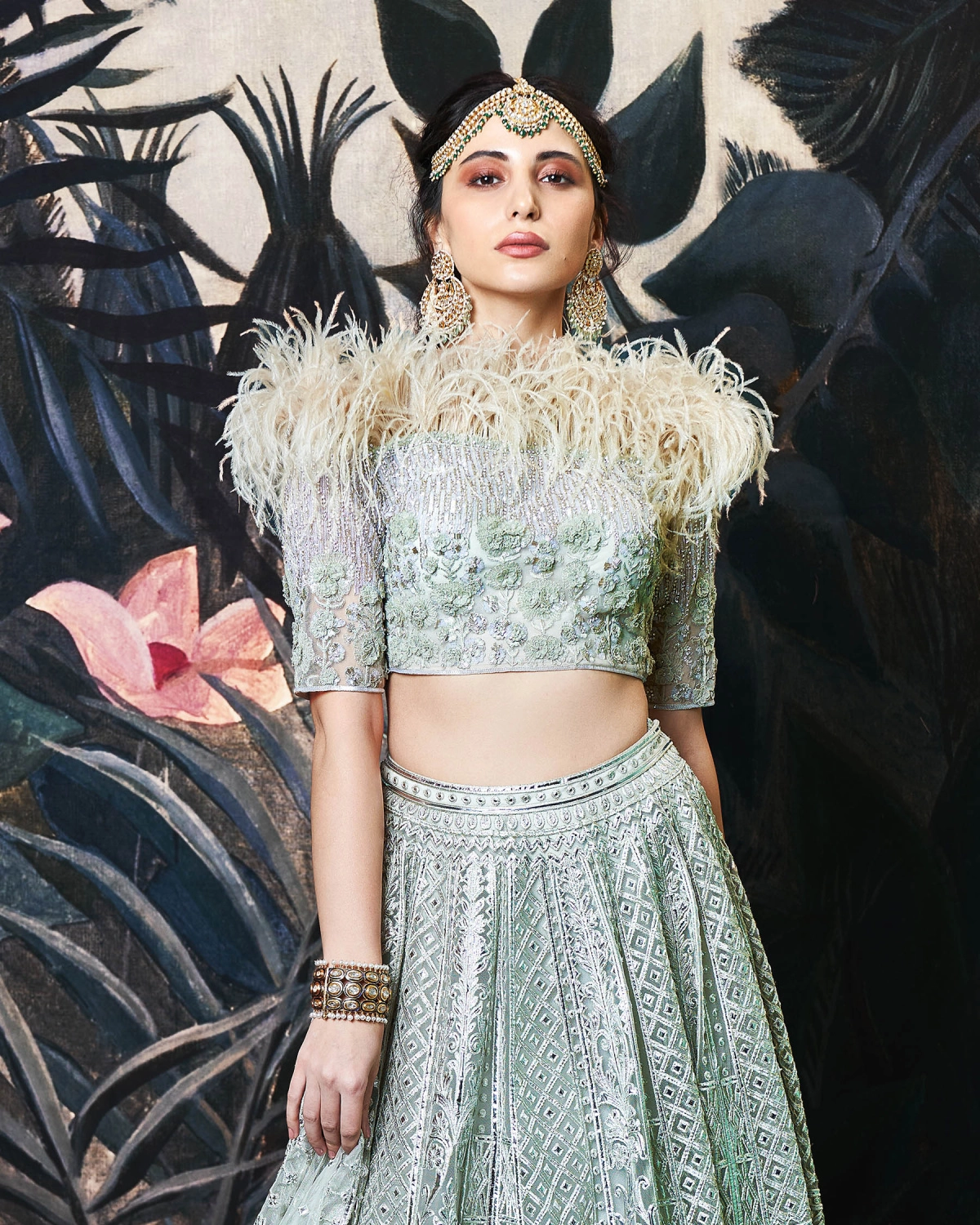 Margot Light Grey, Tulle Lehenga Set