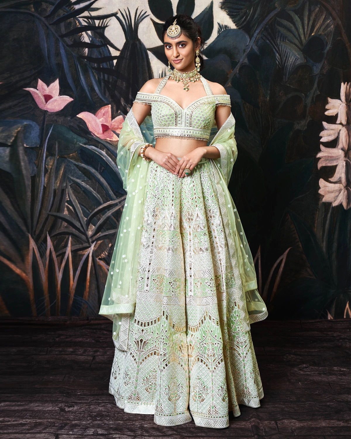 Mila Mint Green Georgette Lehenga Set