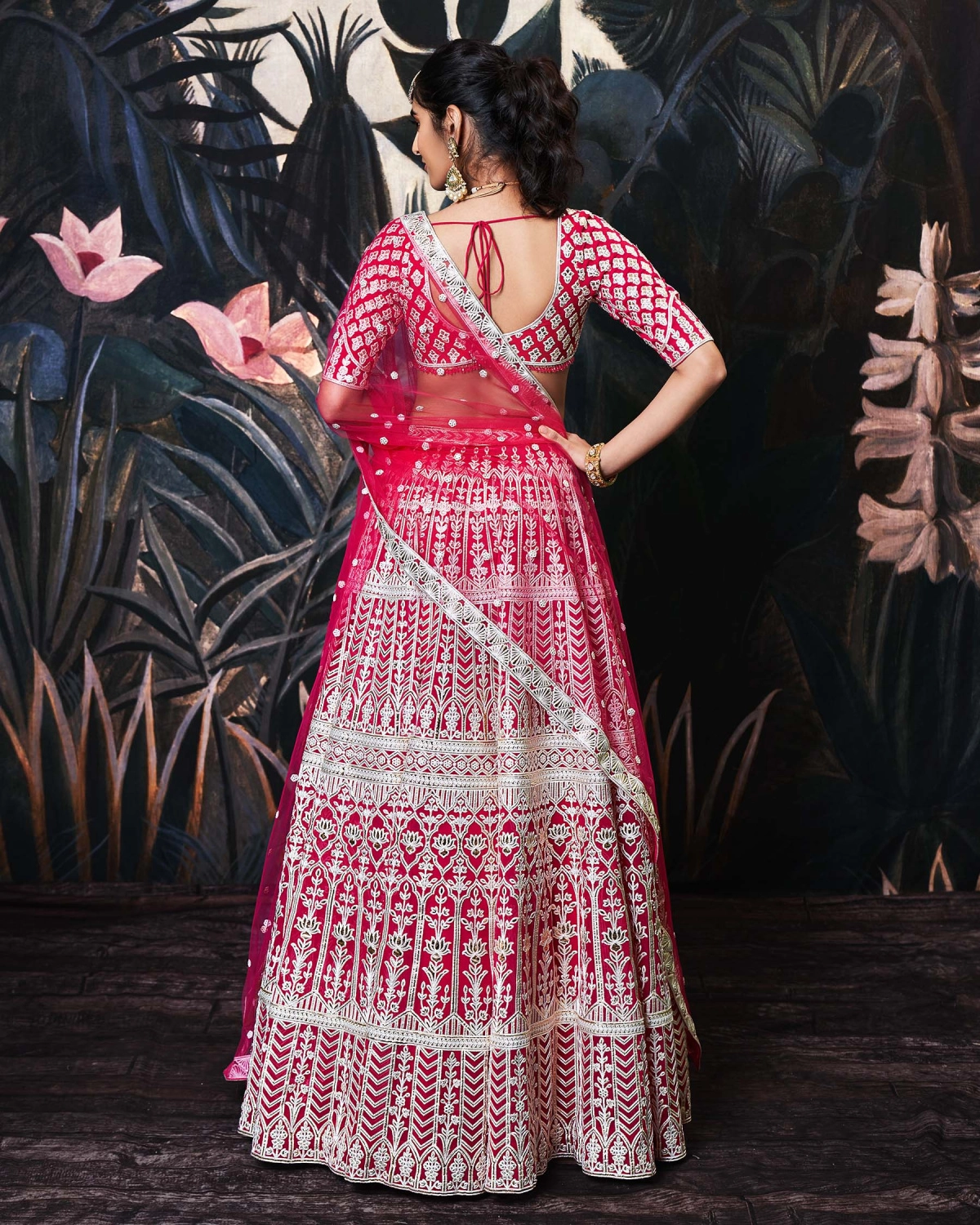 Nina Fuchsia Pink Georgette Lehenga Set