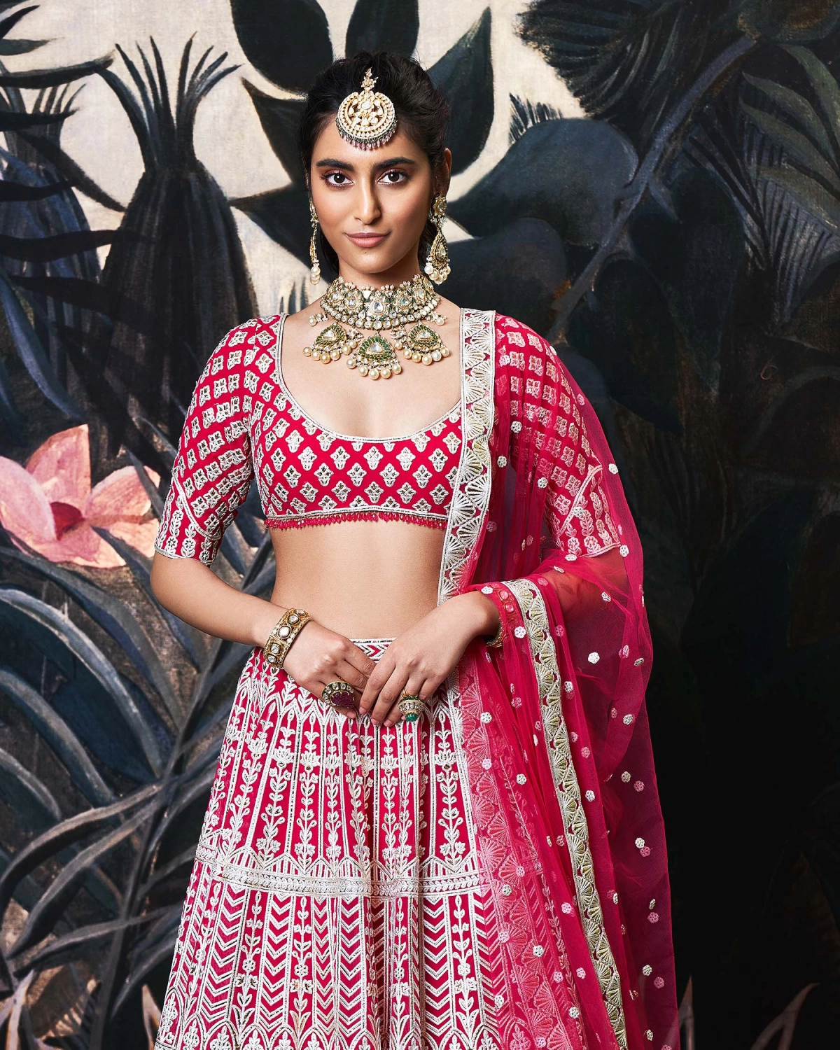 Nina Fuchsia Pink Georgette Lehenga Set