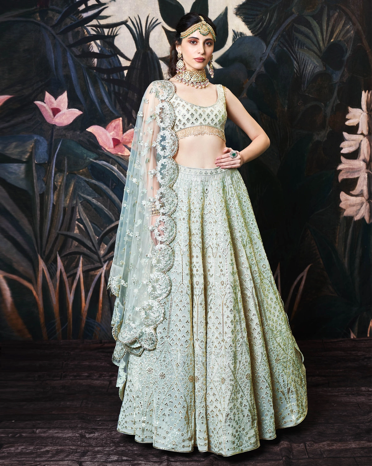 Olivia Light Green Georgette Lehenga Set