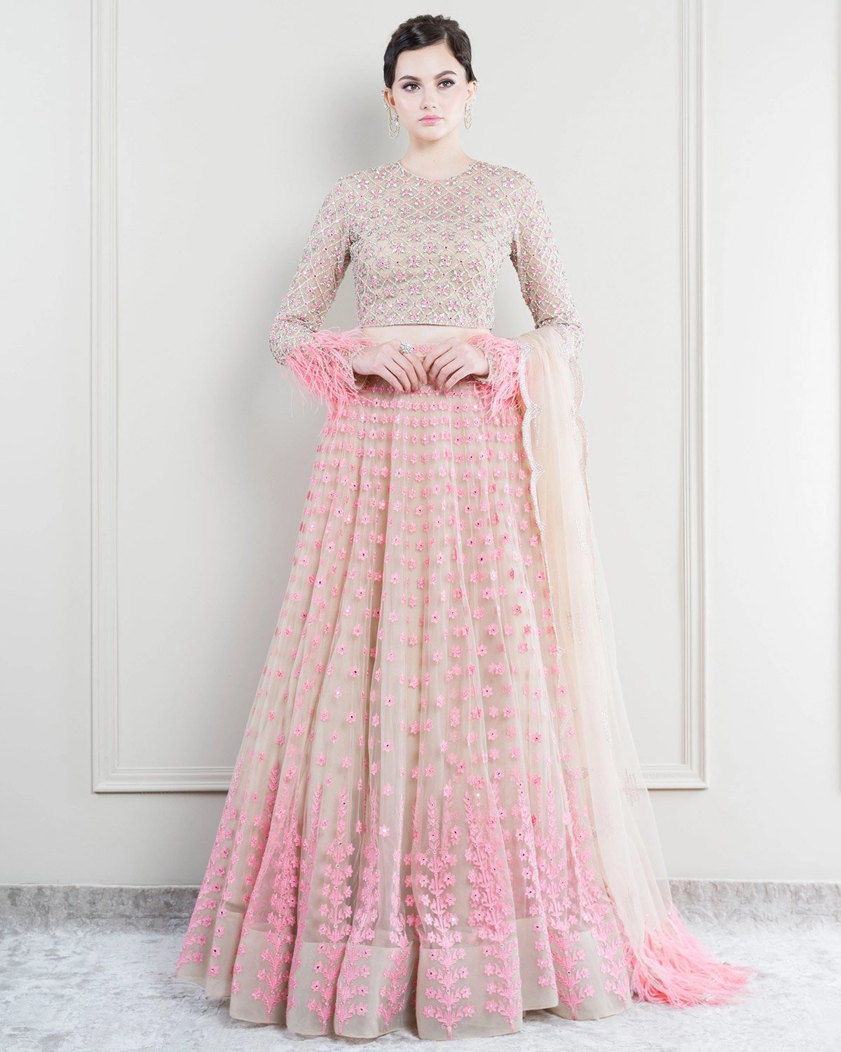 Romina Pink And Beige Lehenga