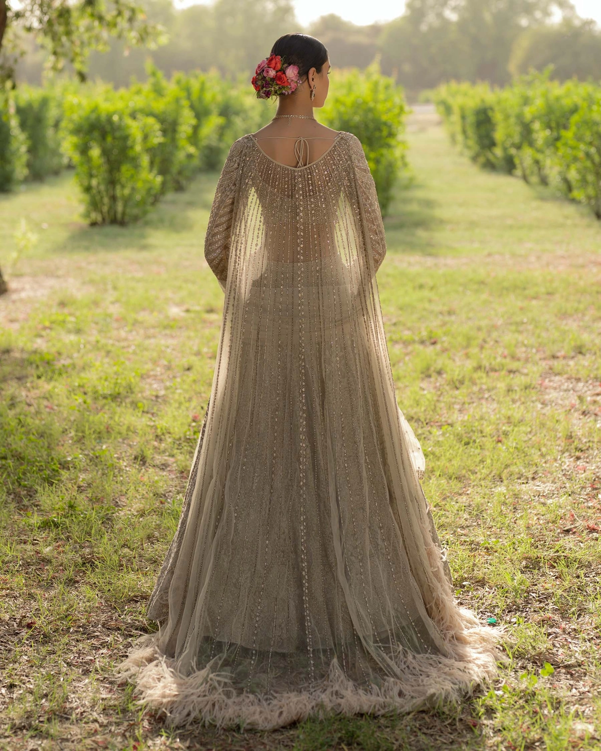 Vera Light, Cloud Grey Hued Lehenga Set Encrusted With Sequins