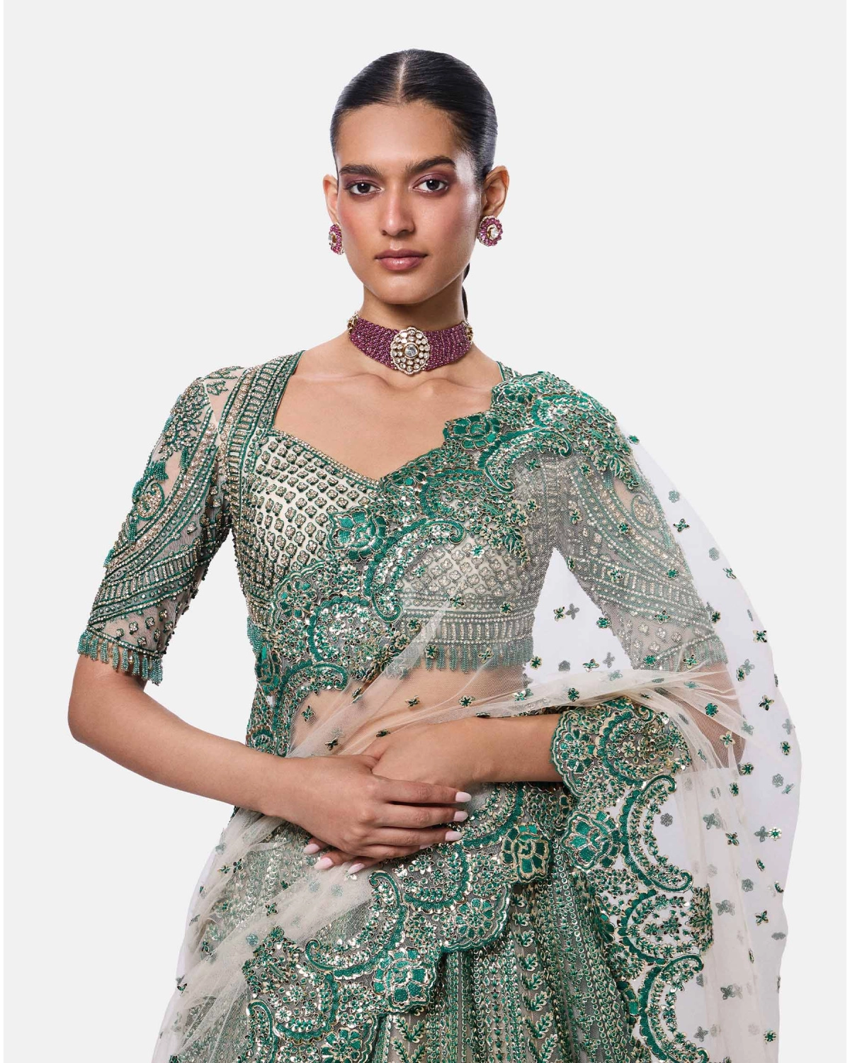Sage Blossom Lehenga