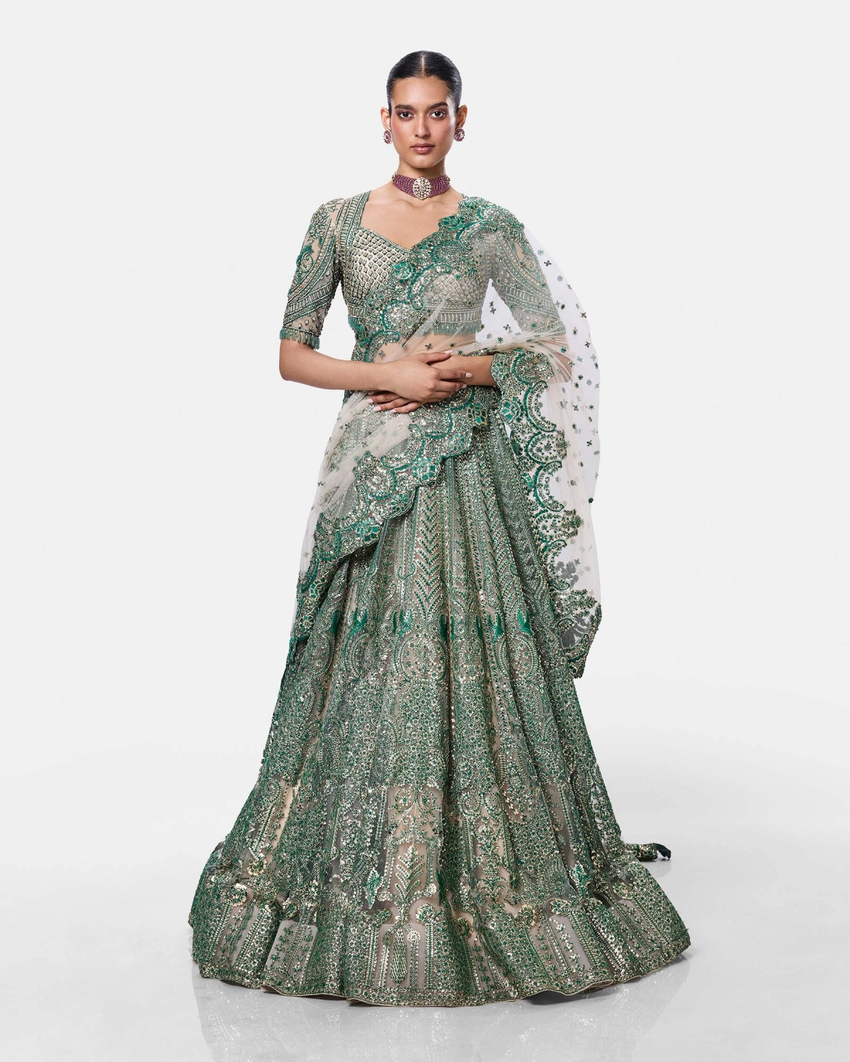 Sage Blossom Lehenga