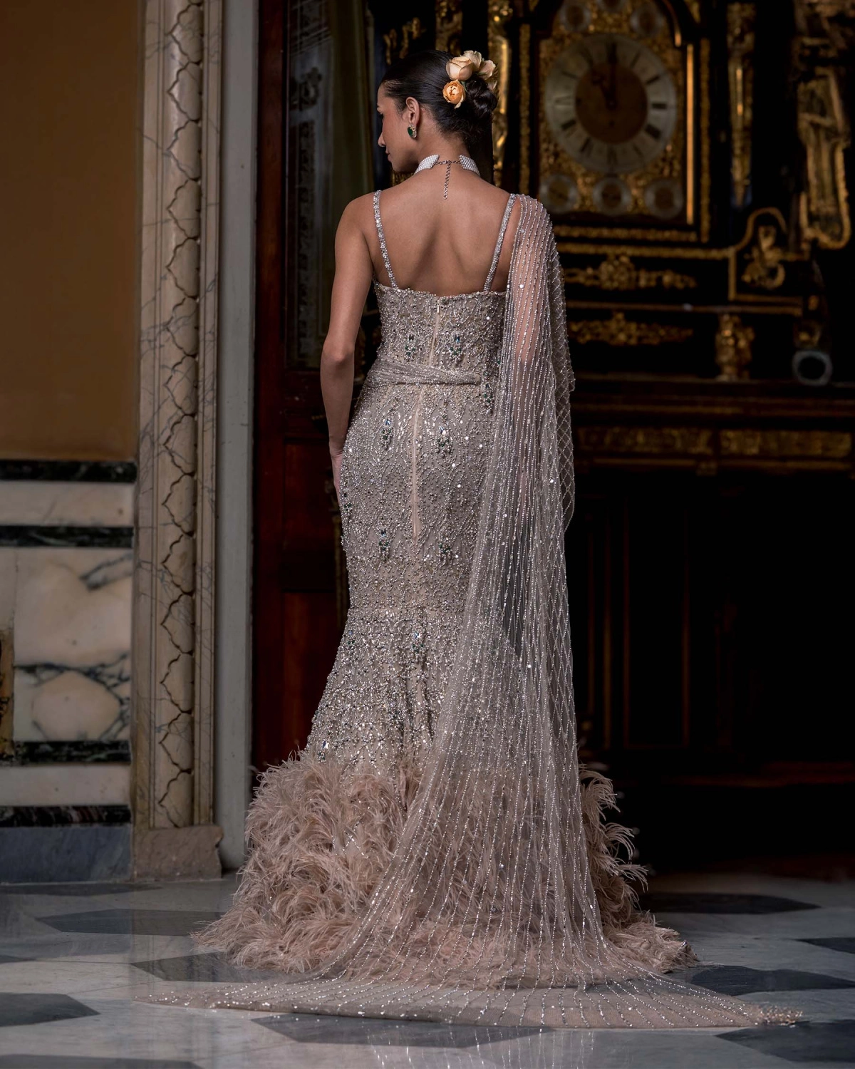 Sibylle Crystal Embellished Mermaid Gown with Sweetheart Neckline