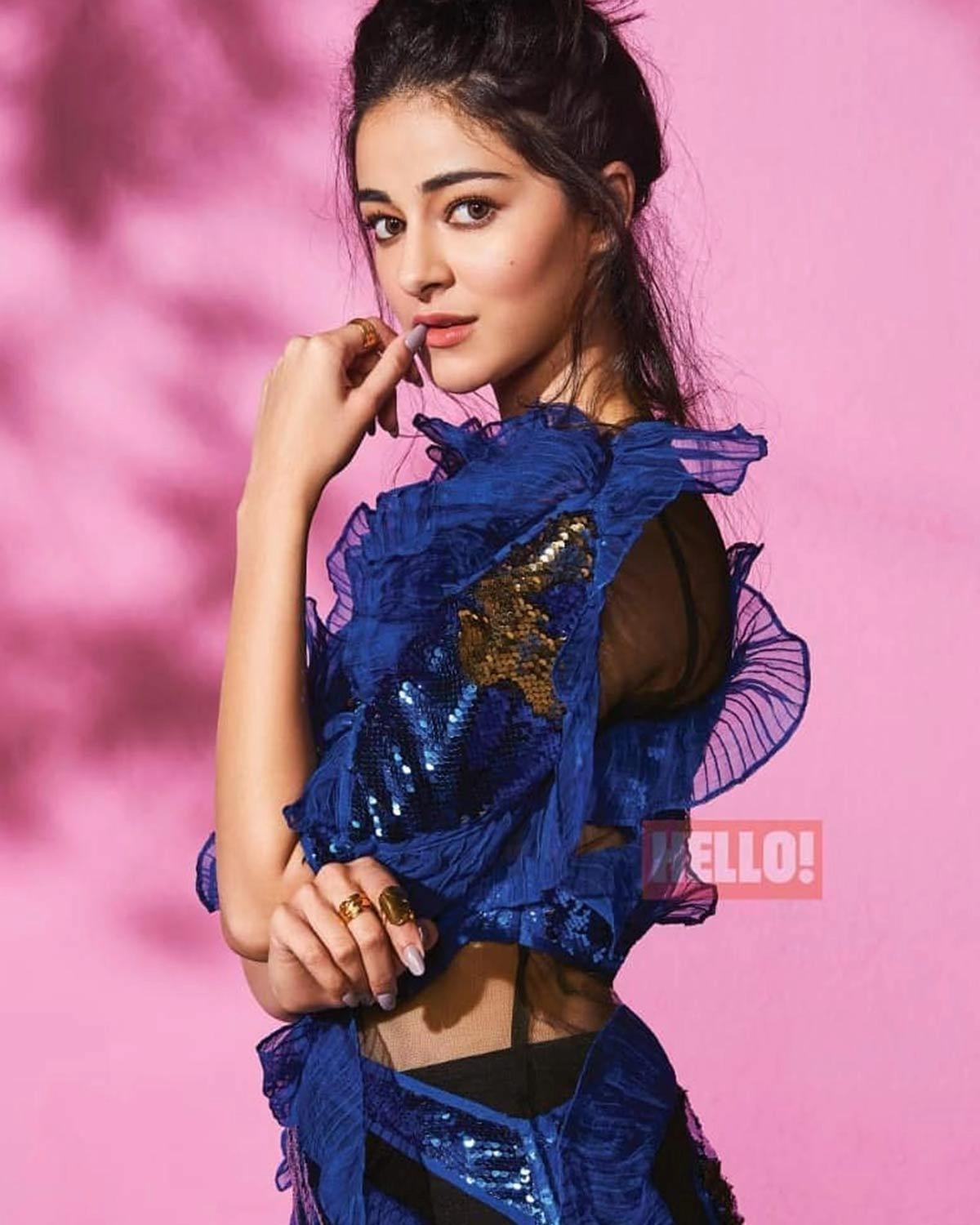 Ananya Pandey Blue Fitted Dress With Ruffle Detail
