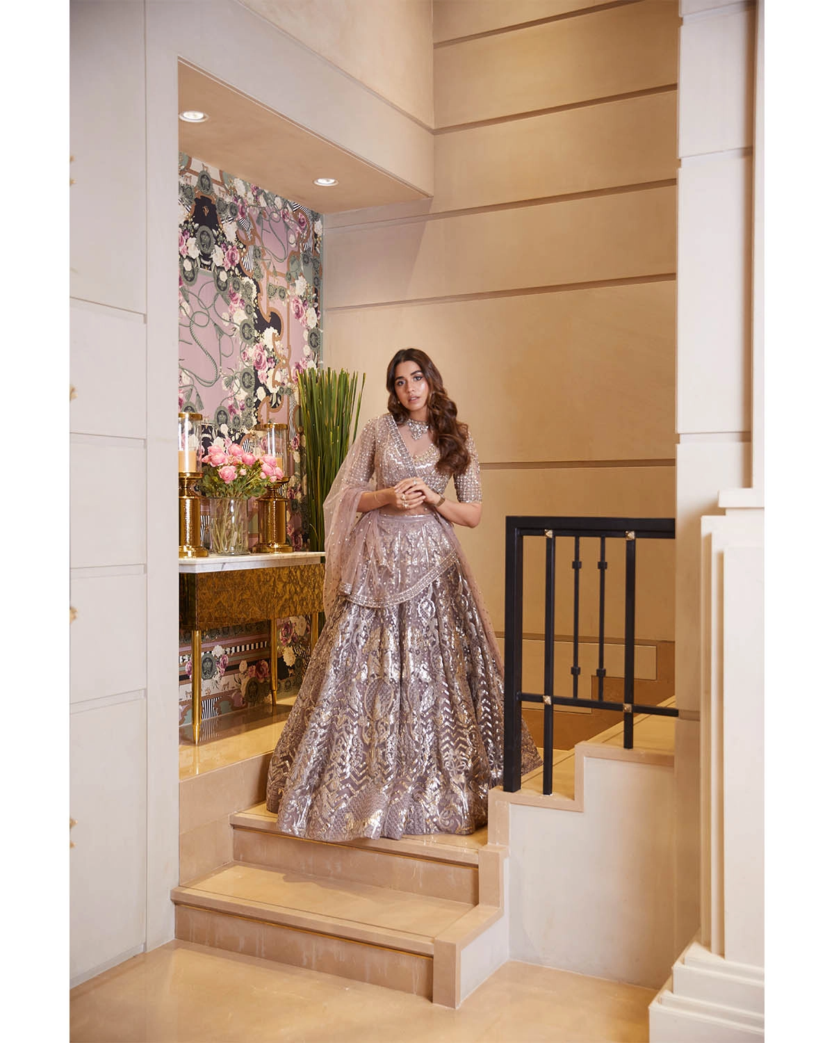 Summiyaa Shah Mauve Lehenga With Silk Threadworks