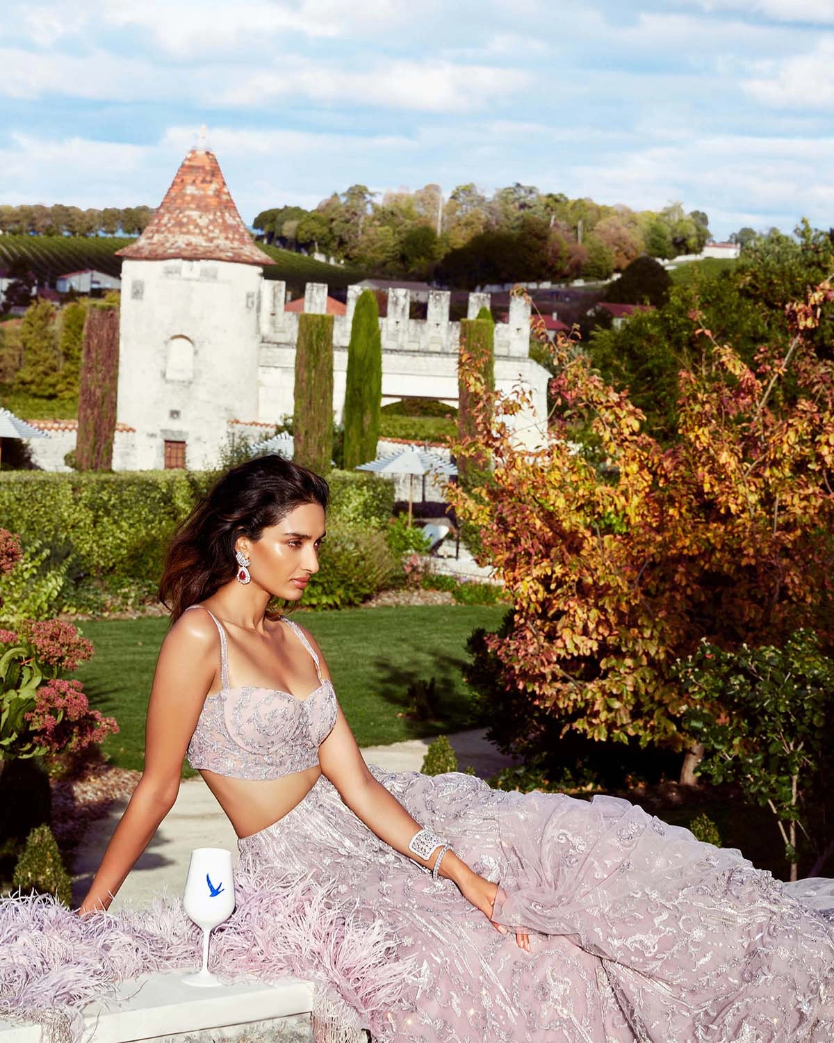 Pink Ball Gown Style Lehenga Adorned With Intricate Embroidery