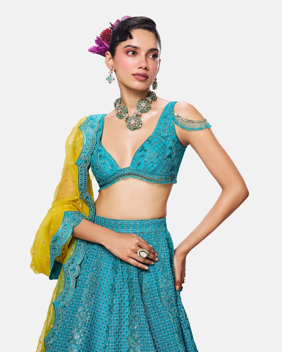 Turquoise Bloom Lehenga