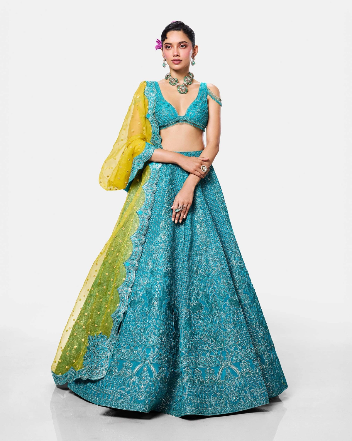 Turquoise Bloom Lehenga