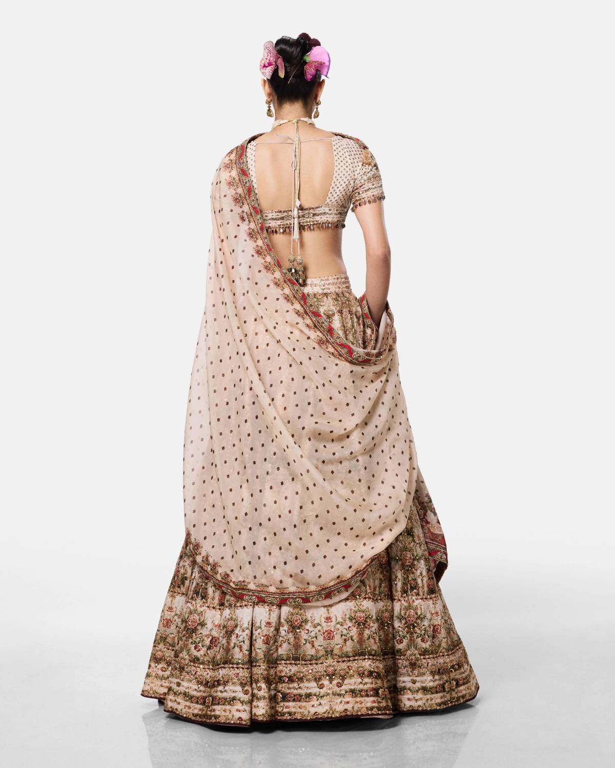 Vintage Rose Ivory Lehenga