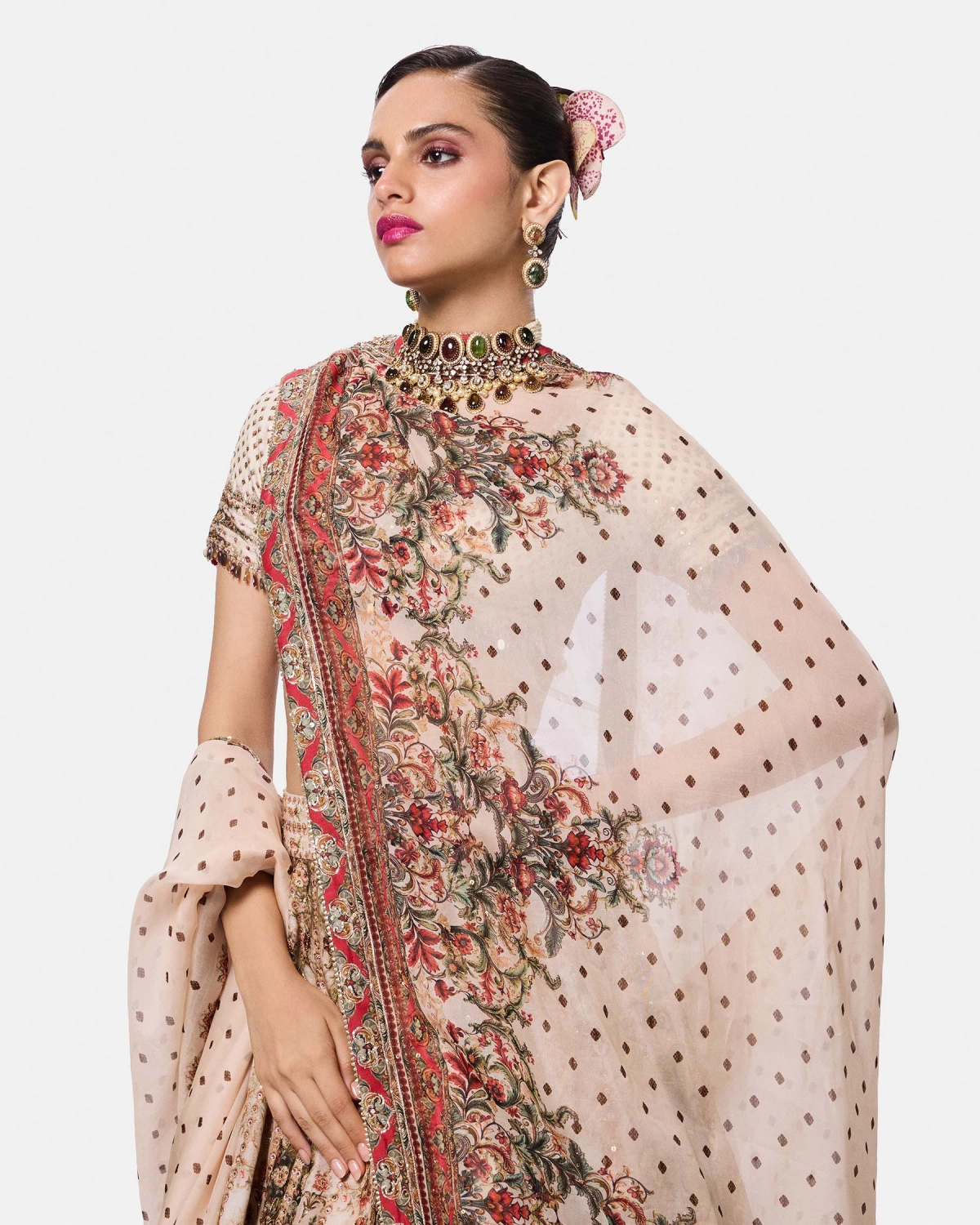 Vintage Rose Ivory Lehenga