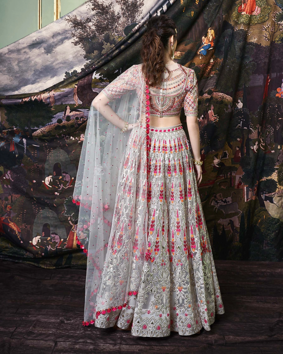 Willow Light Grey, Tulle Lehenga Set