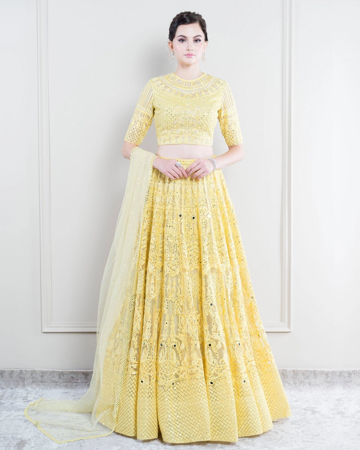 Simone Yellow Resham Lehenga